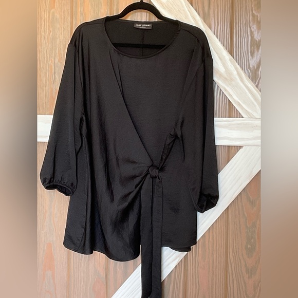Lane Bryant Elegant Black Women's Side Tie Top. 3/4 Sleeve. SIZE 18. EUC - Picture 1 of 5